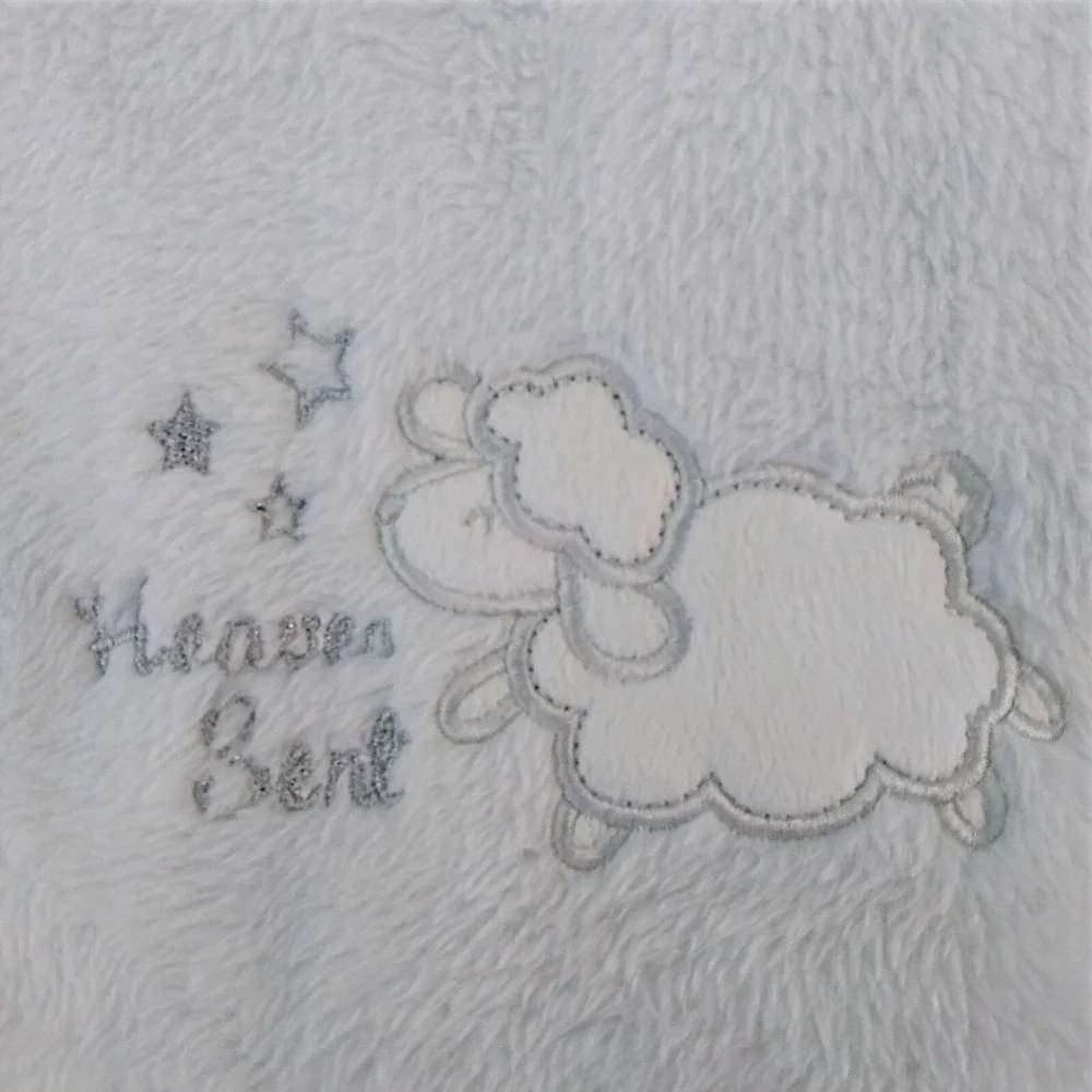 Cutie Pie White Sheep Lamb Heaven Sent Stars Silver Baby Blanket Replacement